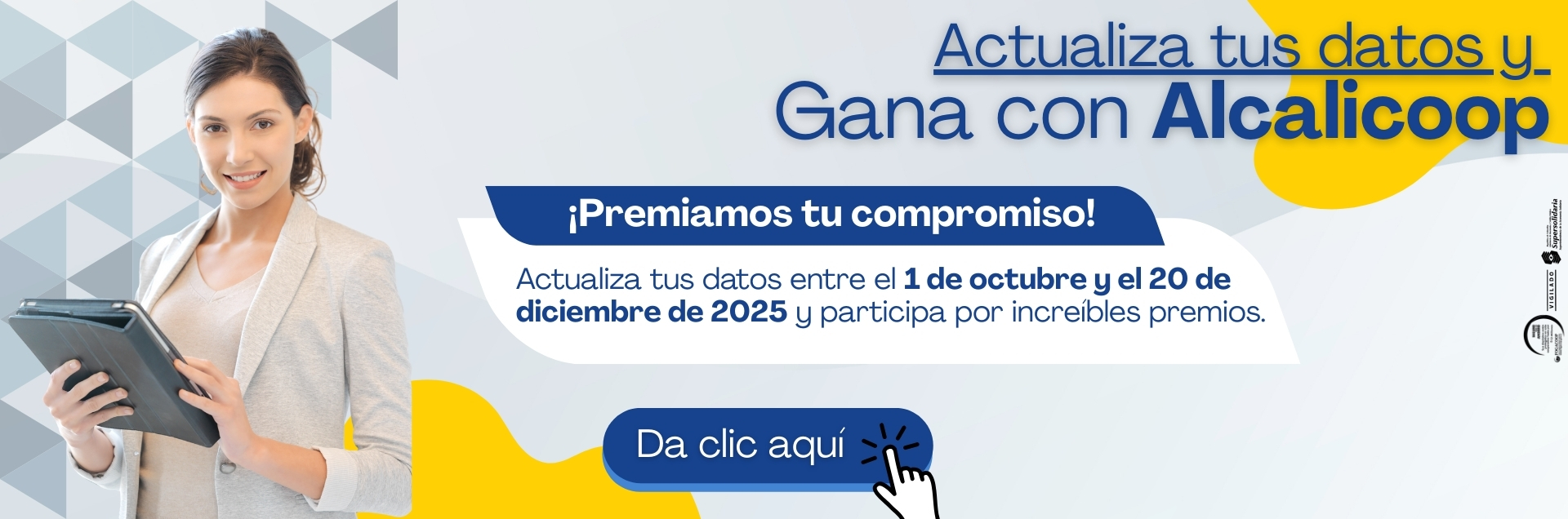 Banner Actualiza tus datos y Gana con Alcalicoop